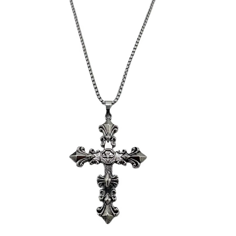 Christian Gothic Cross Necklace – Faith & Redemption Men's Pendant