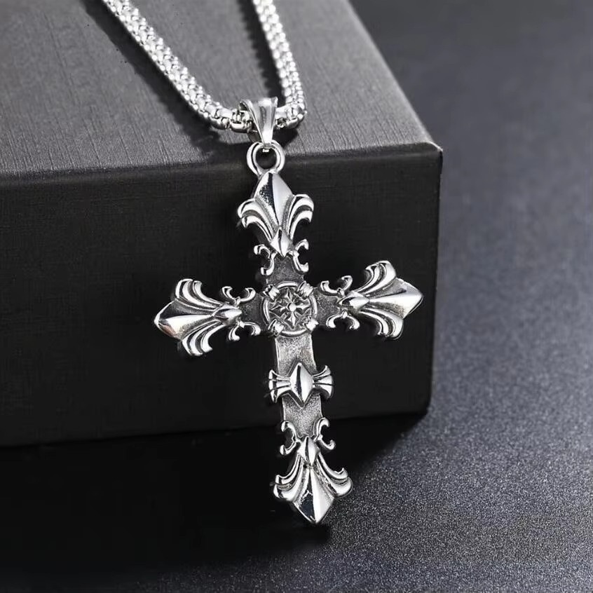 Christian Gothic Cross Necklace – Faith & Redemption Men's Pendant