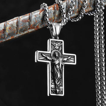 Christian Jesus Cross Stainless Steel Men Necklaces