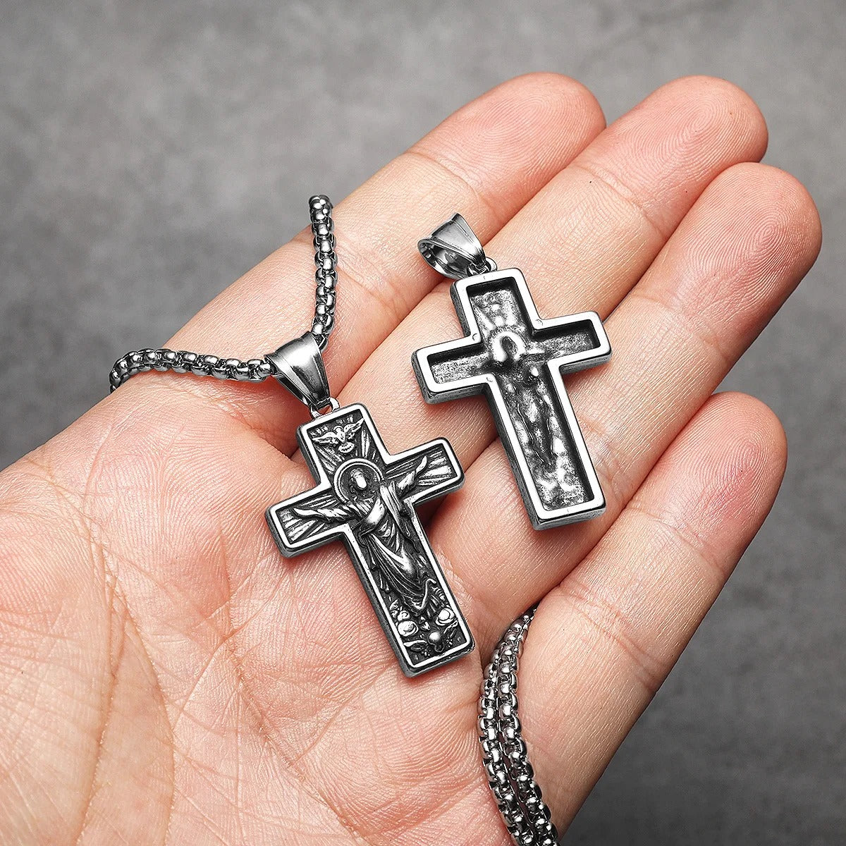 Christian Jesus Cross Stainless Steel Men Necklaces