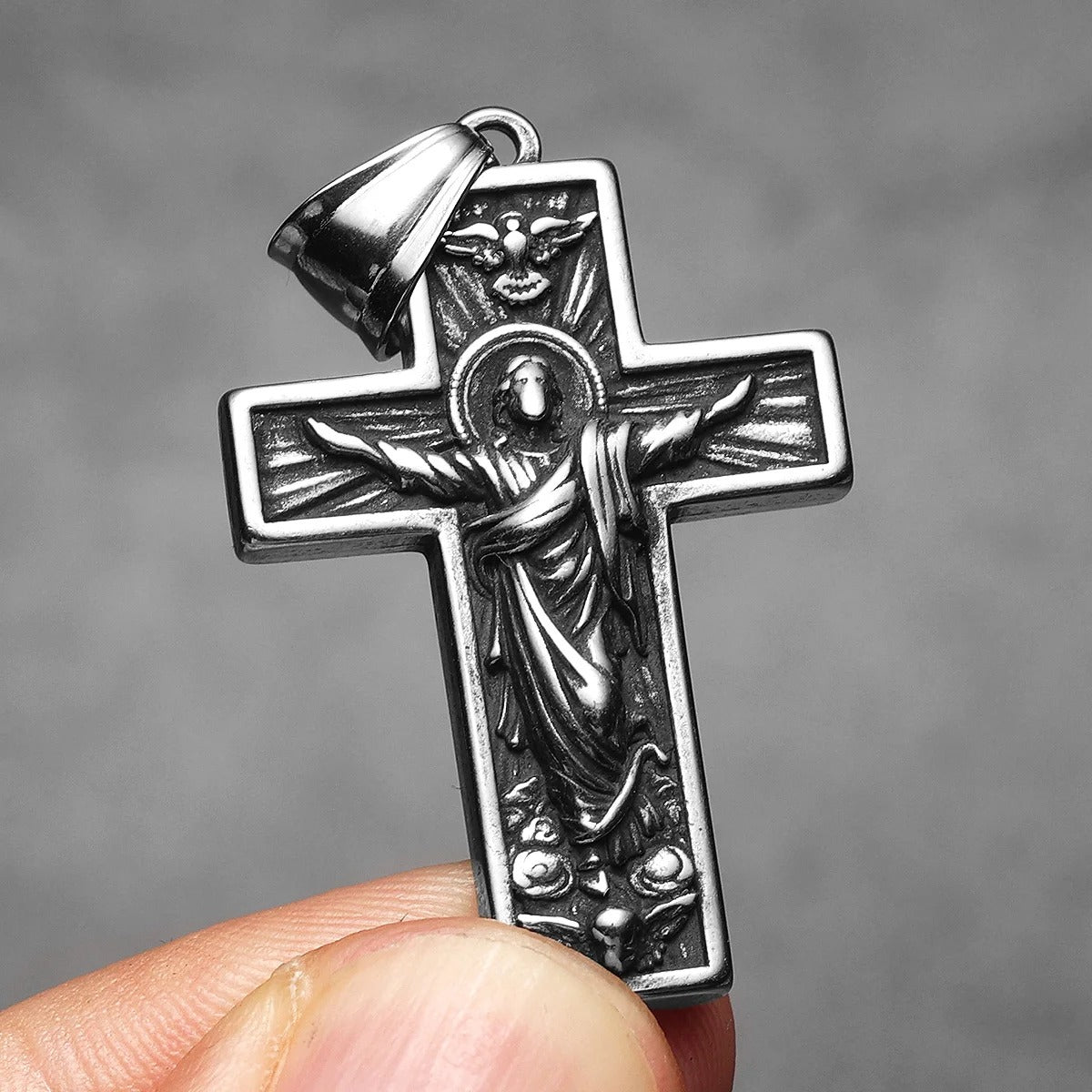 Christian Jesus Cross Stainless Steel Men Necklaces