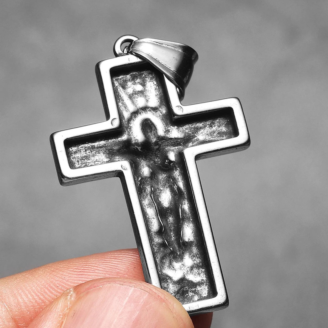 Christian Jesus Cross Stainless Steel Men Necklaces