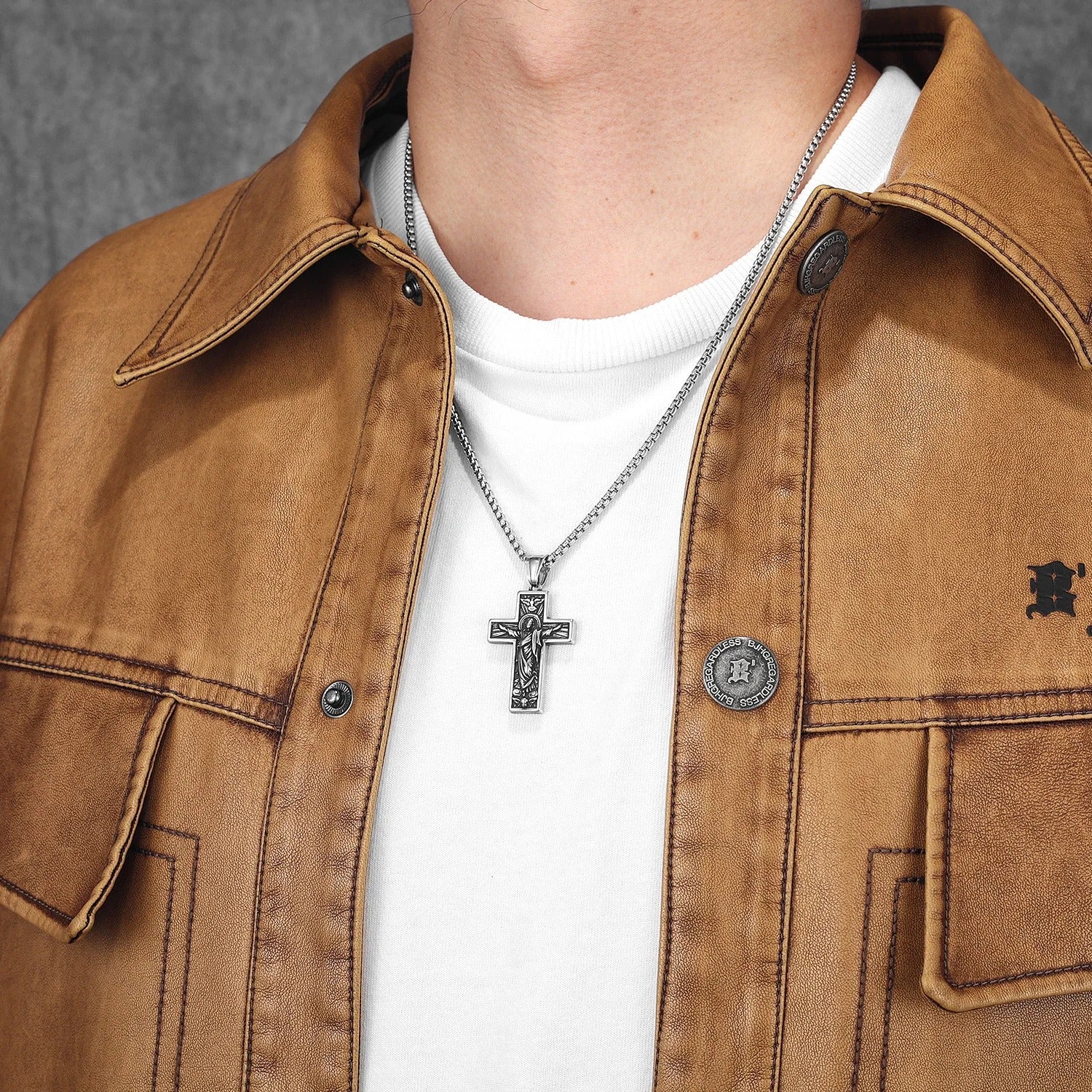 Christian Jesus Cross Stainless Steel Men Necklaces