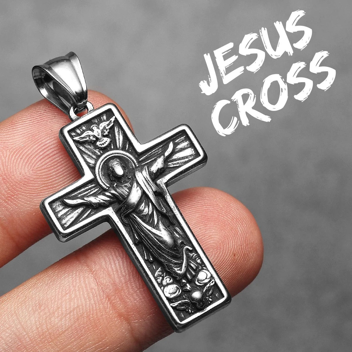 Christian Jesus Cross Stainless Steel Men Necklaces