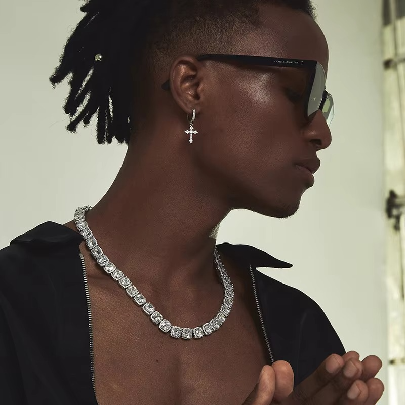 Radiant Cross Zircon Hoop Earrings