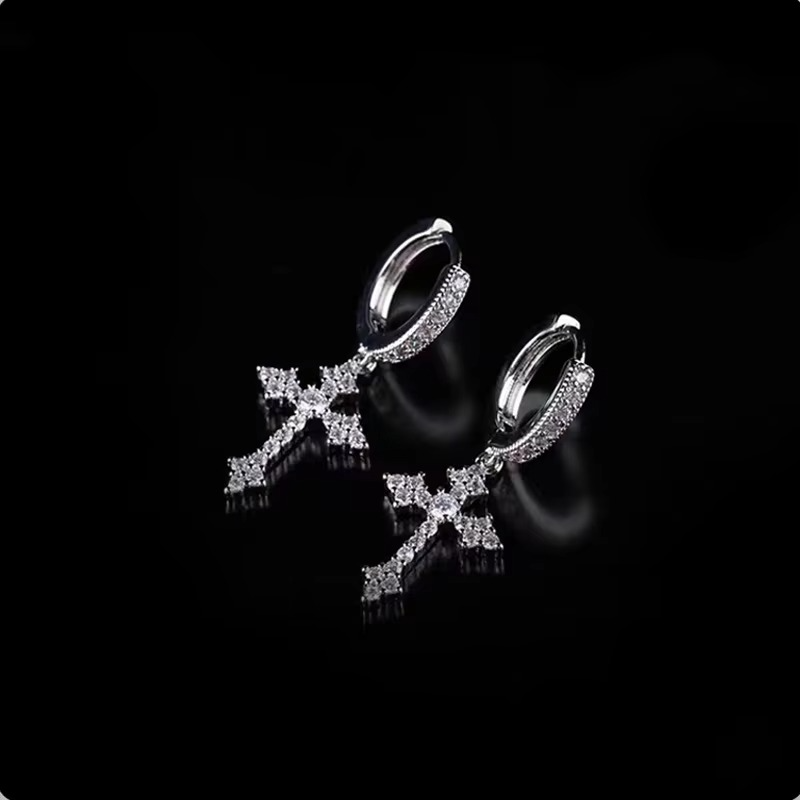 Radiant Cross Zircon Hoop Earrings