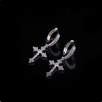 Radiant Cross Zircon Hoop Earrings