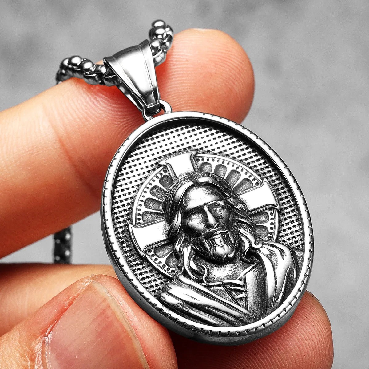 Cross Christian Jesus Powerful Amulet Stainless steel Necklaces