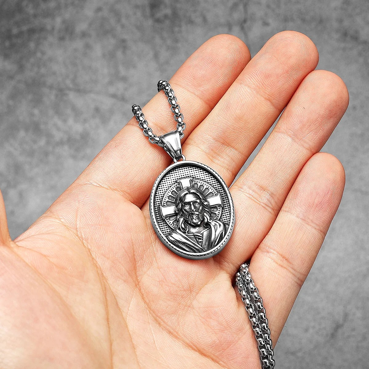 Cross Christian Jesus Powerful Amulet Stainless steel Necklaces