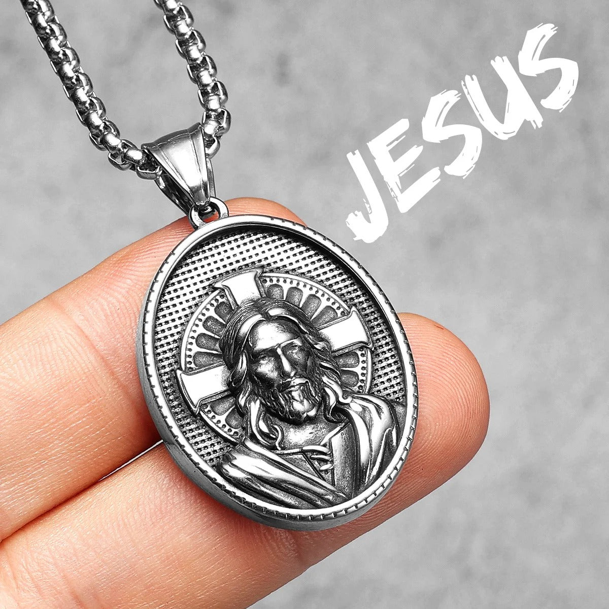 Cross Christian Jesus Powerful Amulet Stainless steel Necklaces