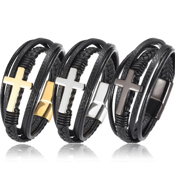 Cross Godly Grind Bracelet High Quality Leather