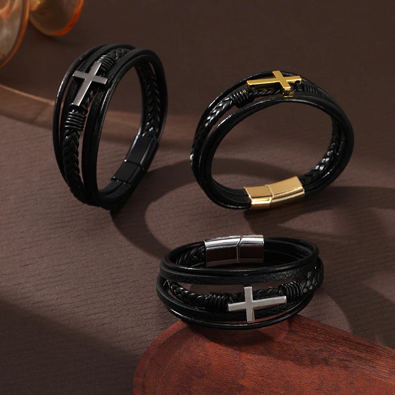 Cross Godly Grind Bracelet High Quality Leather