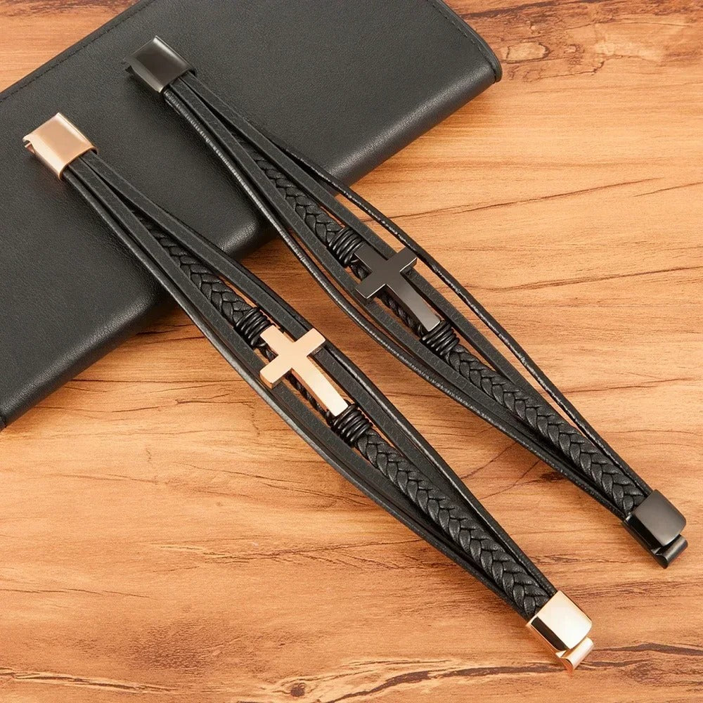 Cross Godly Grind Bracelet High Quality Leather