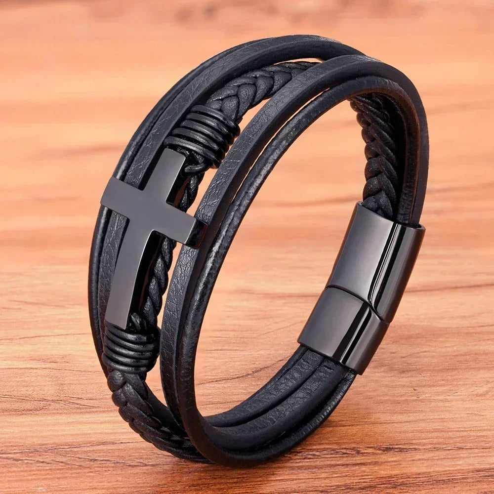 Cross Godly Grind Bracelet High Quality Leather