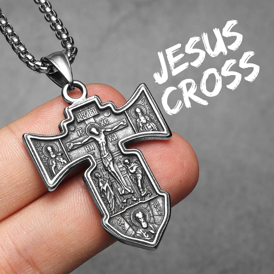 Cross Jesus Amulets Stainless Steel Men Necklaces