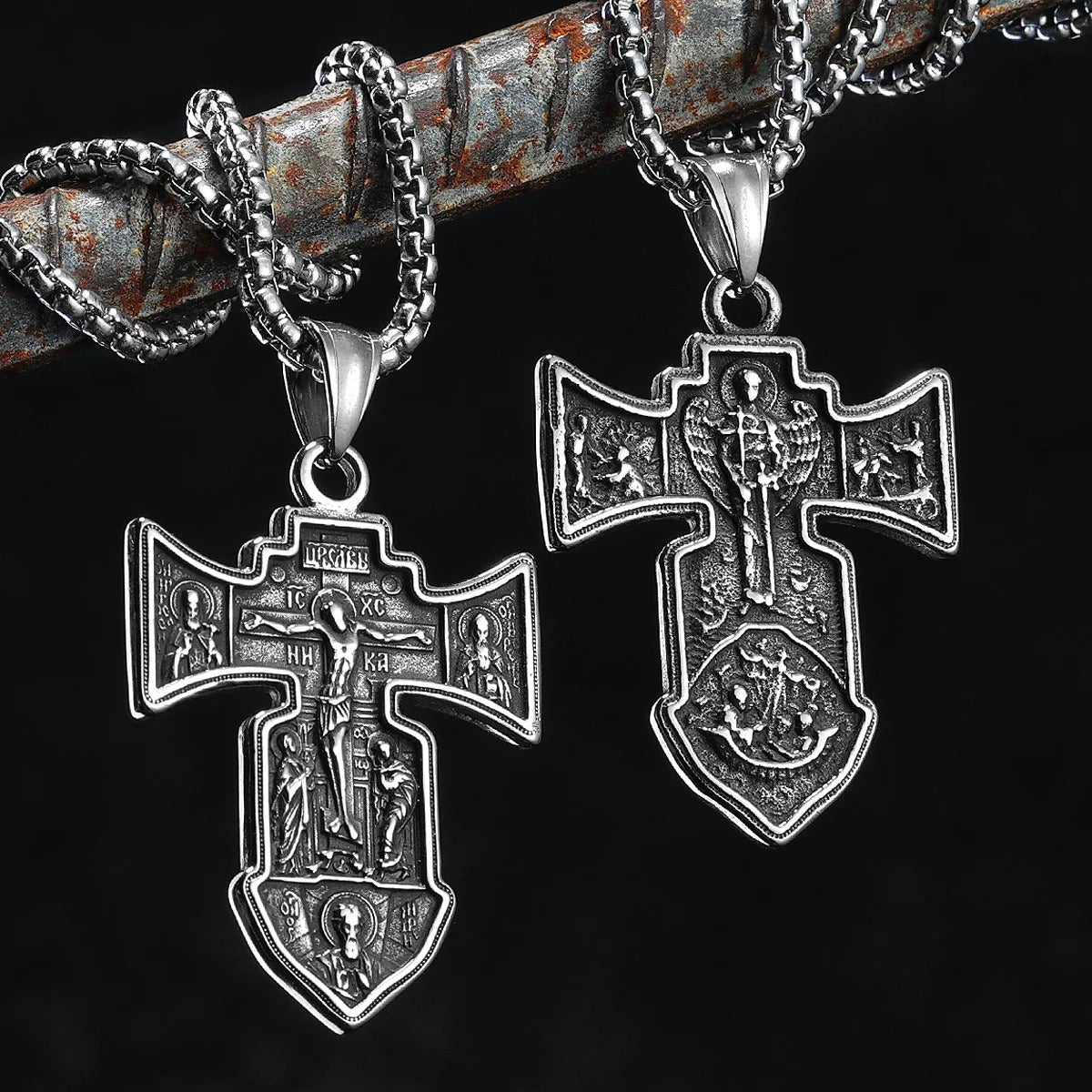 Cross Jesus Amulets Stainless Steel Men Necklaces