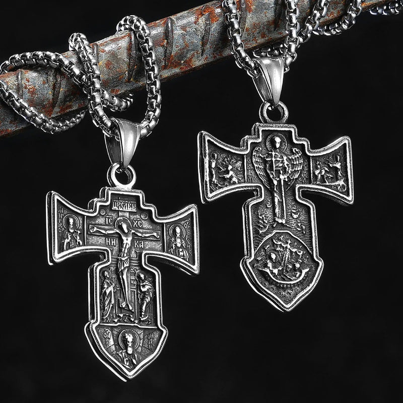 Cross Jesus Amulets Stainless Steel Men Necklaces