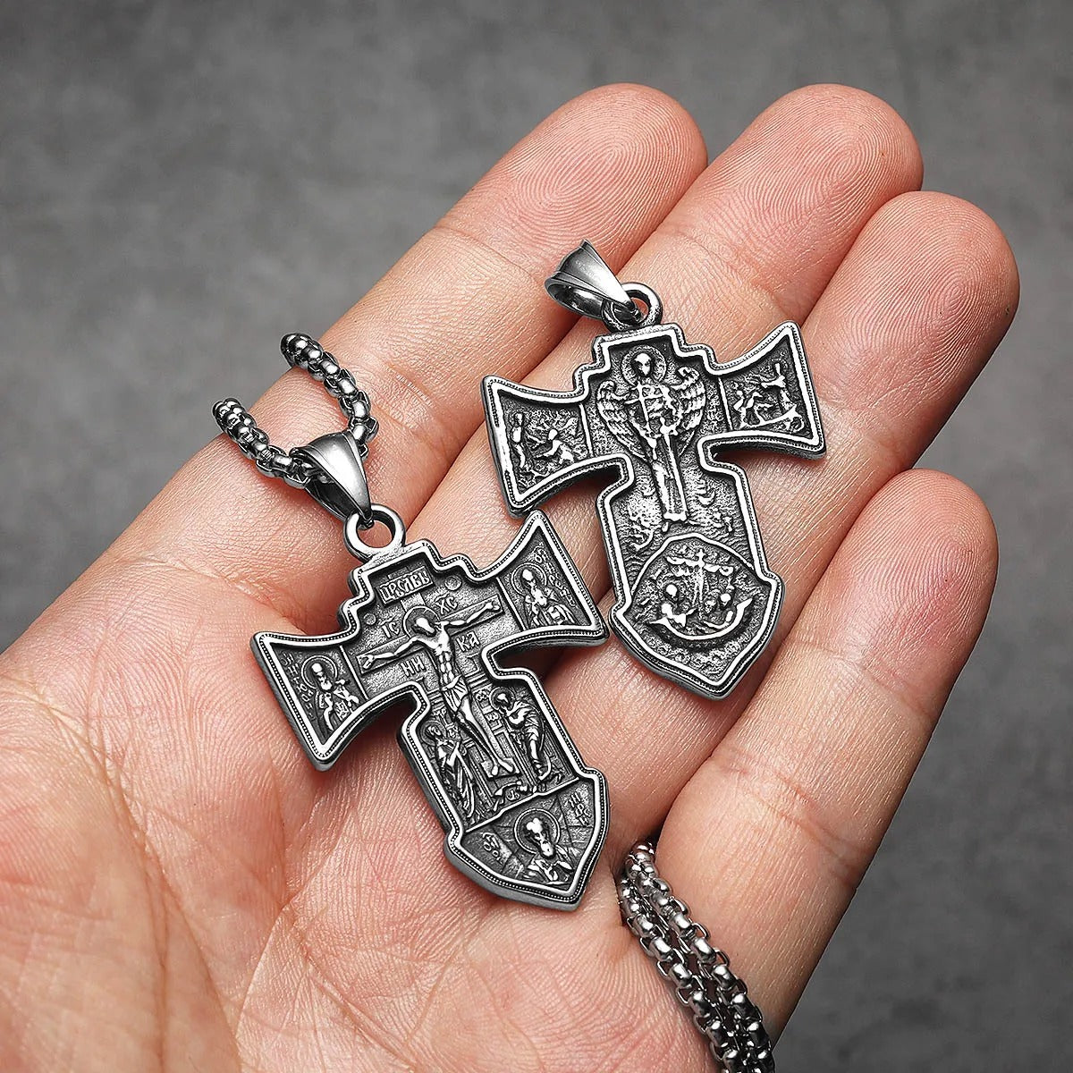 Cross Jesus Amulets Stainless Steel Men Necklaces