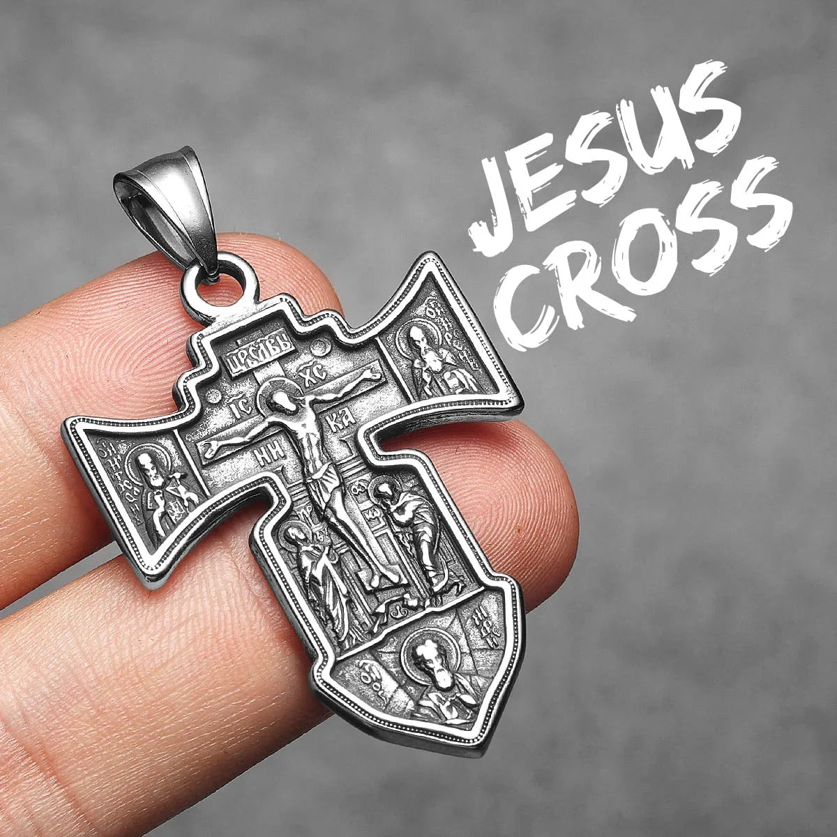 Cross Jesus Amulets Stainless Steel Men Necklaces