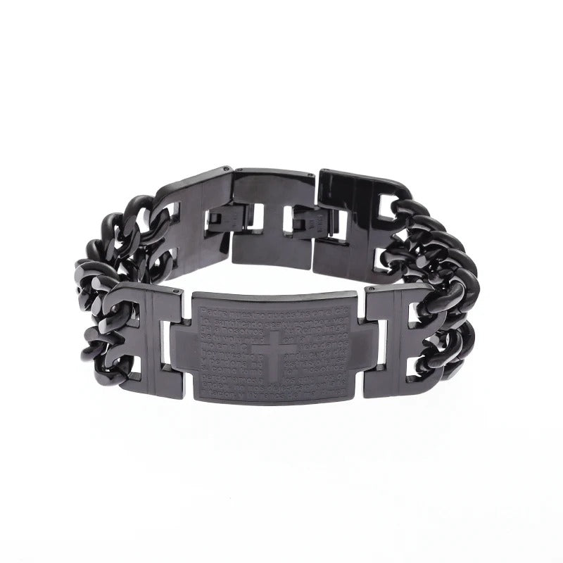 Cross Stainless Steel Bible Godly Grind Bracelet