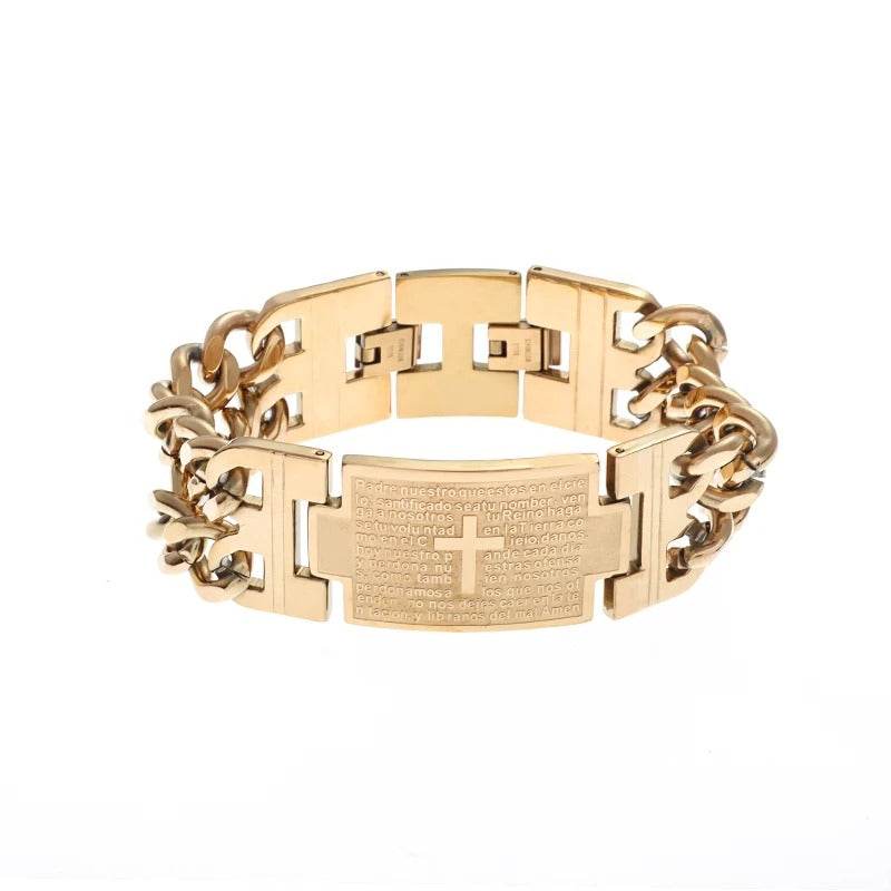 Cross Stainless Steel Bible Godly Grind Bracelet
