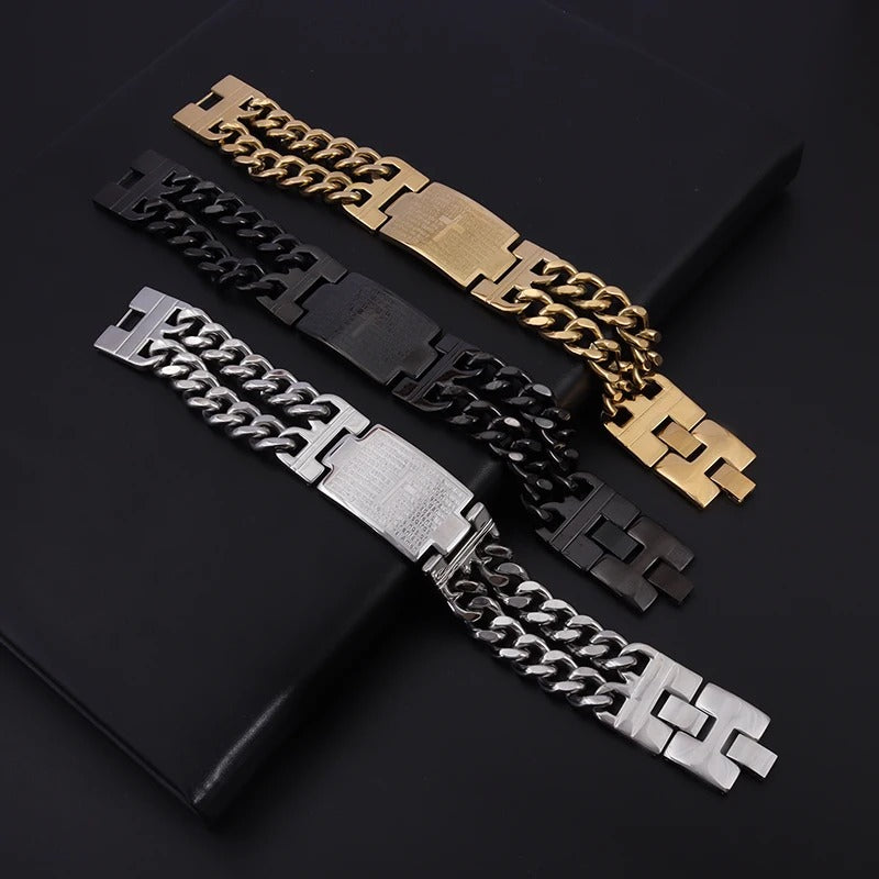 Cross Stainless Steel Bible Godly Grind Bracelet