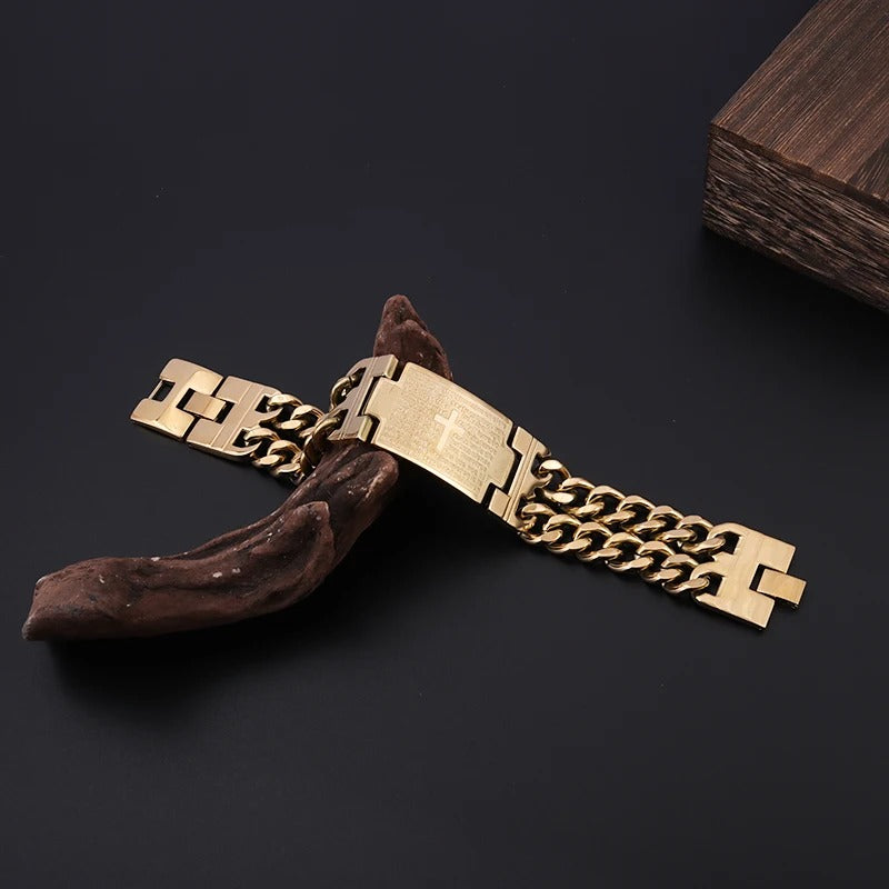 Cross Stainless Steel Bible Godly Grind Bracelet