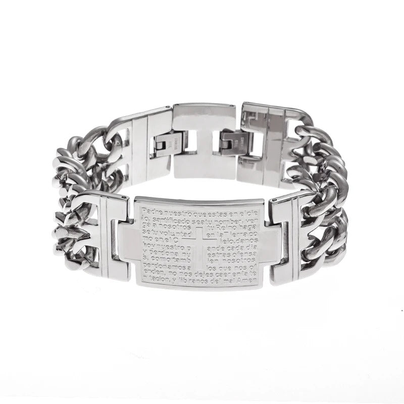 Cross Stainless Steel Bible Godly Grind Bracelet