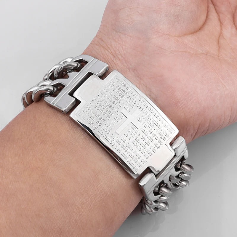 Cross Stainless Steel Bible Godly Grind Bracelet