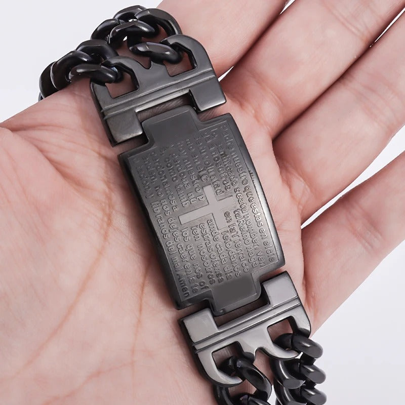 Cross Stainless Steel Bible Godly Grind Bracelet