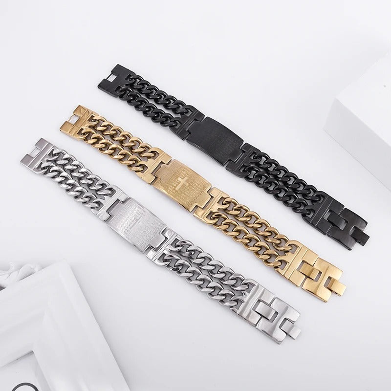Cross Stainless Steel Bible Godly Grind Bracelet