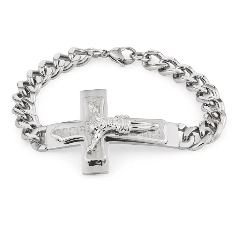 Crucifixion Cuban Stainless Steel Godly Grind Bracelet