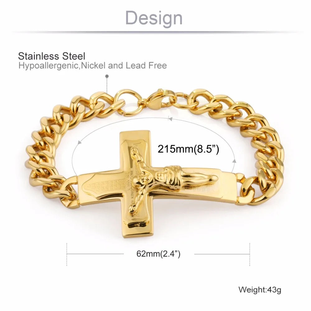 Crucifixion Cuban Stainless Steel Godly Grind Bracelet