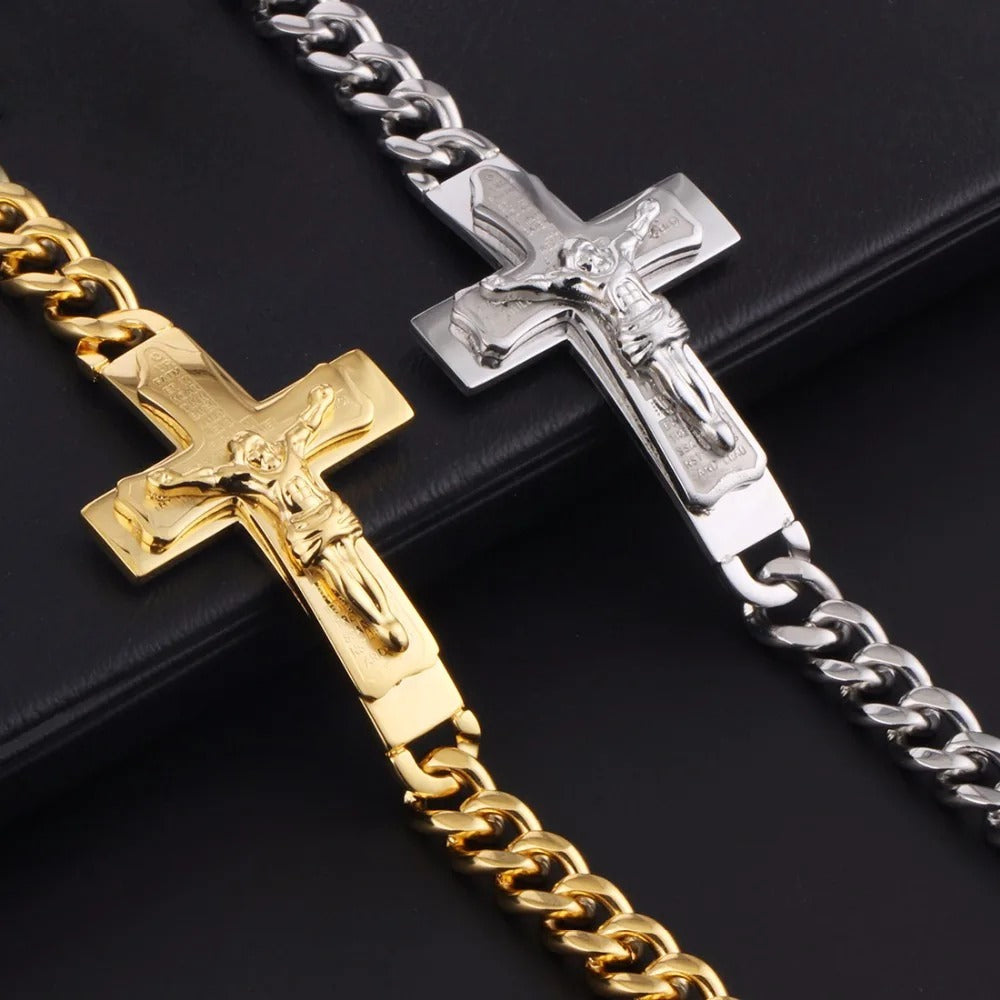 Crucifixion Cuban Stainless Steel Godly Grind Bracelet