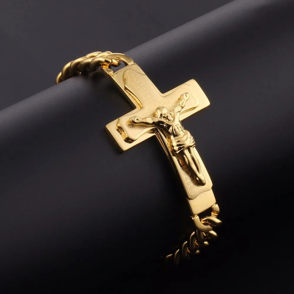 Crucifixion Cuban Stainless Steel Godly Grind Bracelet