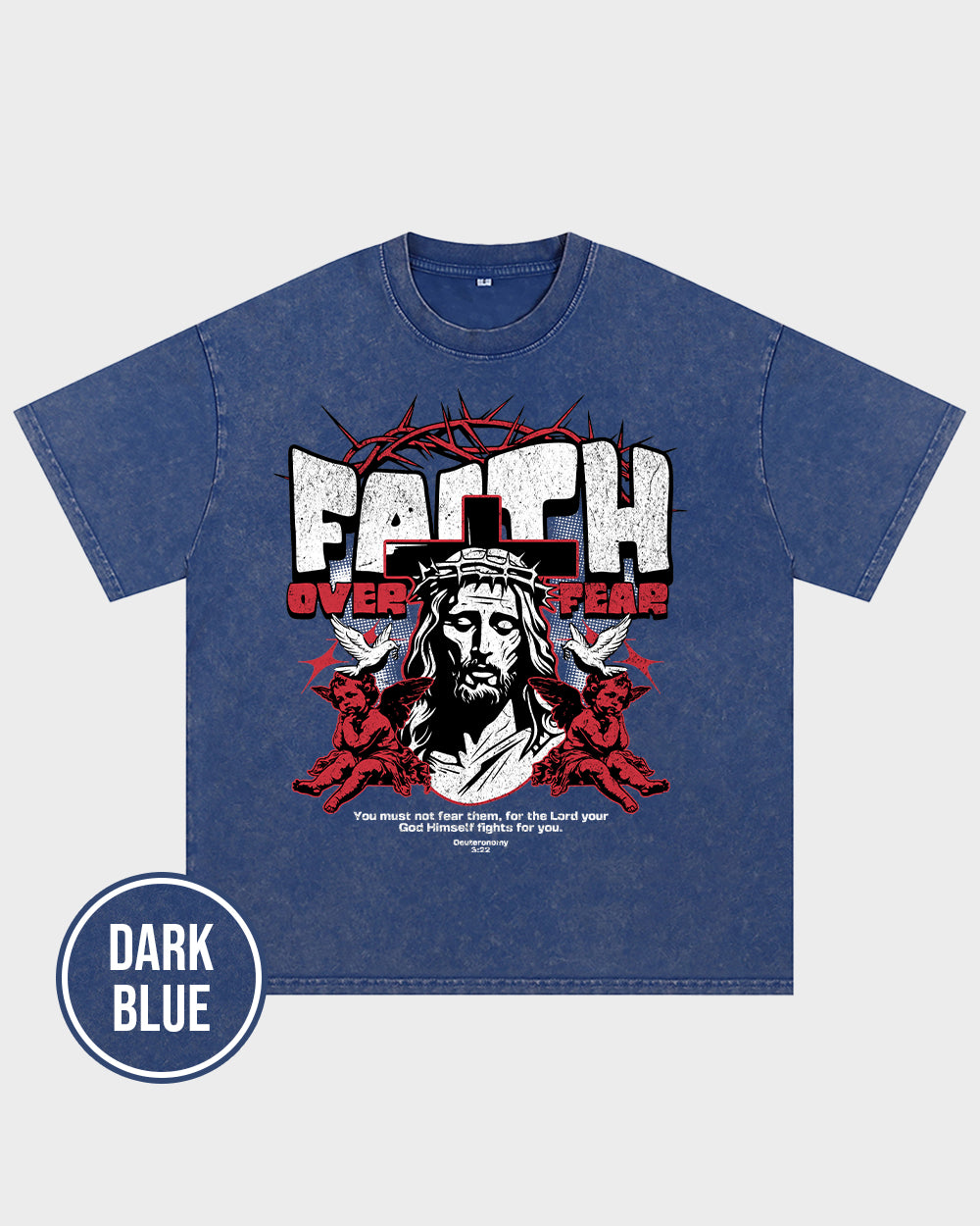 Faith Over Fear-Deuteronomy 322 Acid Wash Tshirt - Godlygrind