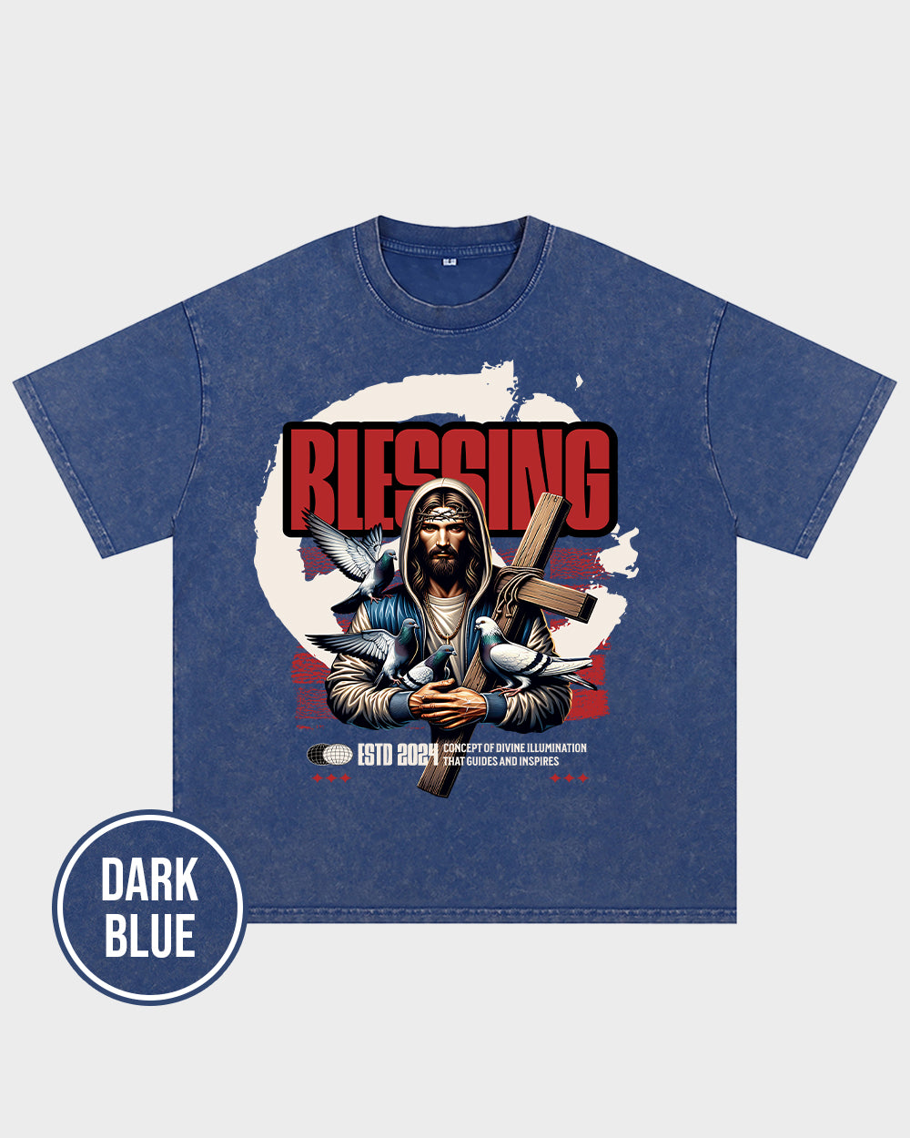 Blessing Concept of Divine illumination Acid Wash Tshirt - Godlygrind