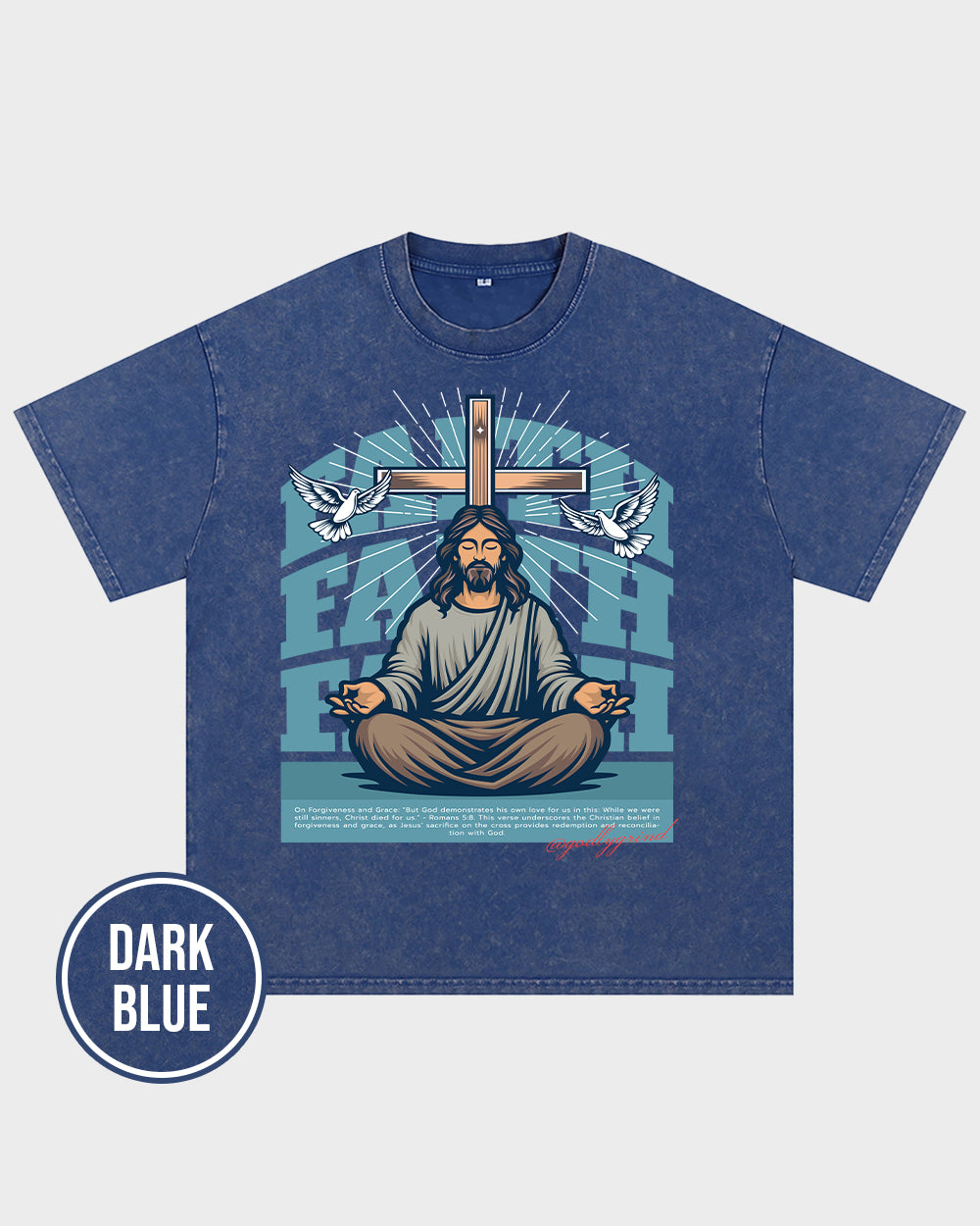 But God demonstrates his own love for us in this-Romans 5-8 NIV Acid Wash Tshirt - Godlygrind