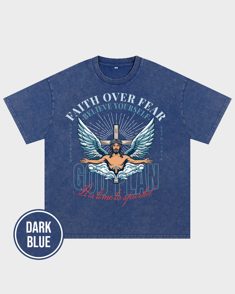 Faith Over Fear,believe in yourself Acid Wash Tshirt - Godlygrind