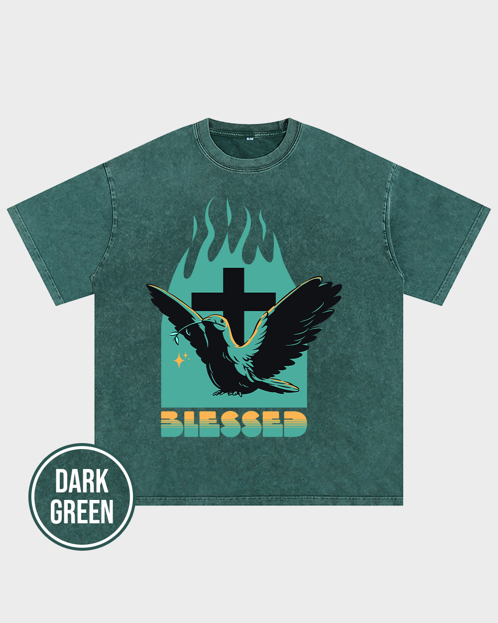 Blessed Dove and Cross Acid Wash Tshirt - Godlygrind