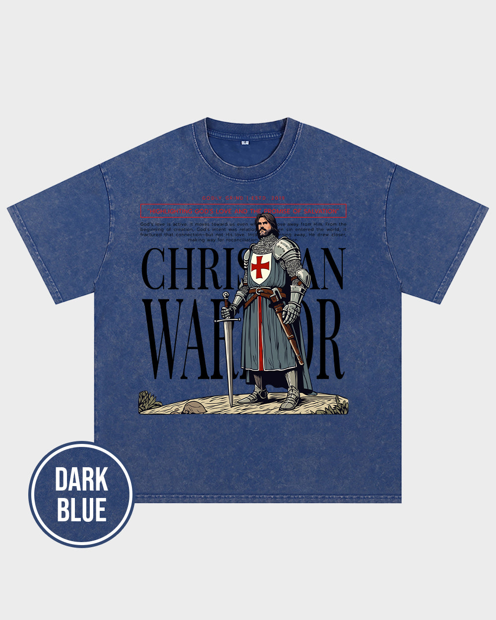 Christian Warrior Acid Wash Tshirt - Godlygrind