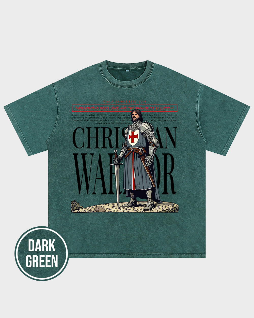 Christian Warrior Acid Wash Tshirt - Godlygrind
