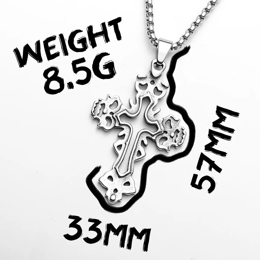 Divine Roots Cross Pendant – Vintage Carved Stainless Steel Necklace