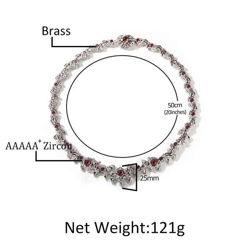 FaithHeart Gothic Crystal Ruby Dragon Claw Necklace for Men