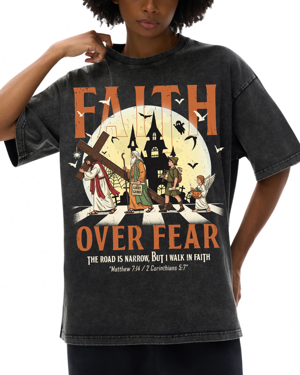 Faith Over Fear Halloween Christian T-Shirt Godly Grind