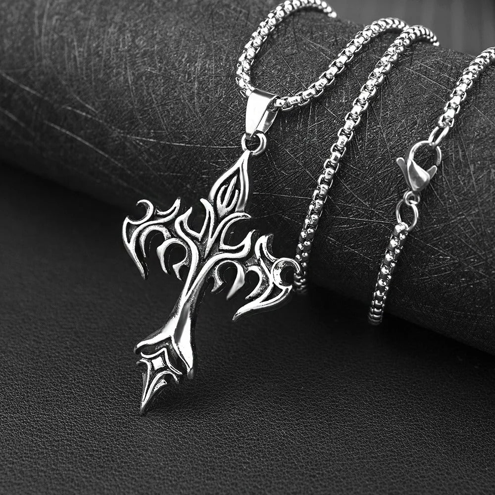 Flame Cross Necklace - Godlygrind