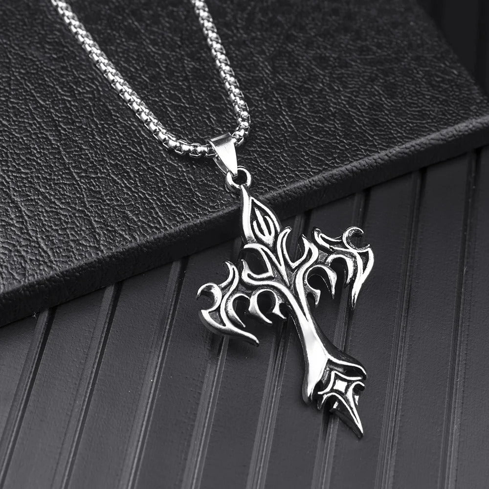 Flame Cross Necklace - Godlygrind