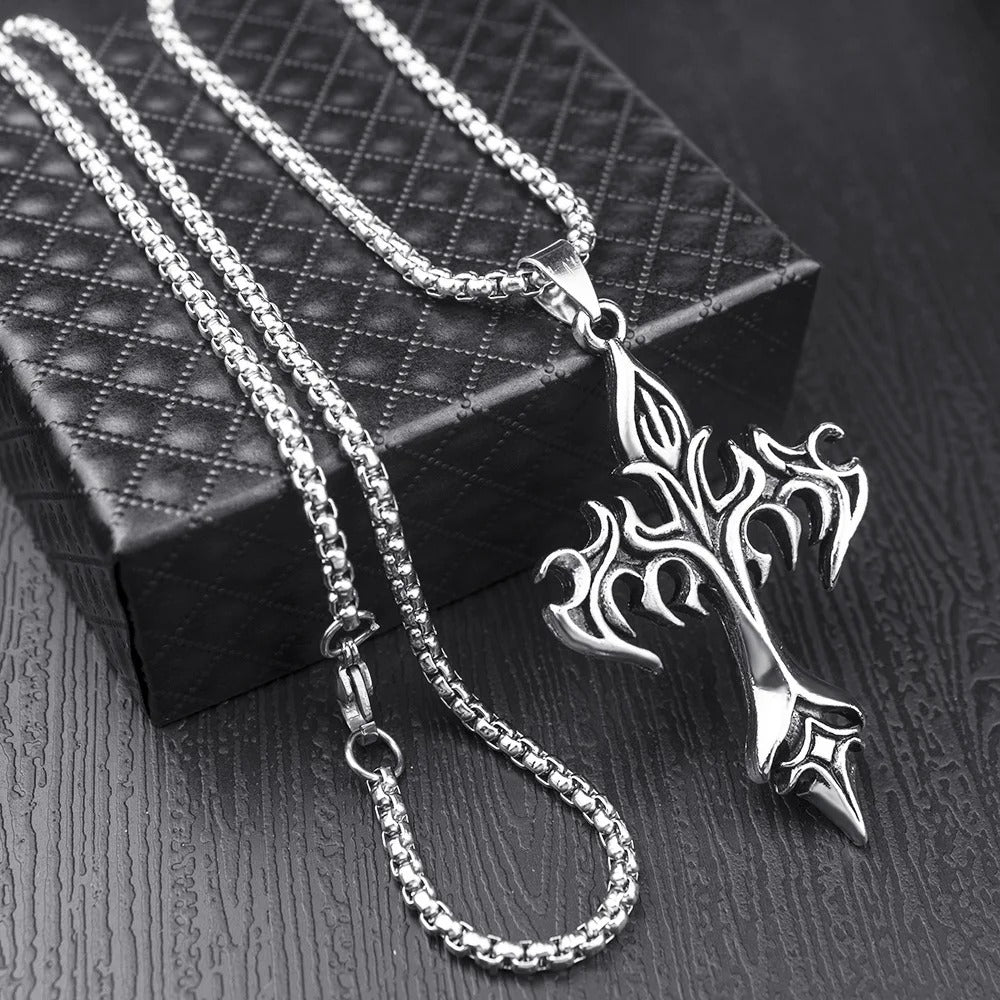 Flame Cross Necklace - Godlygrind