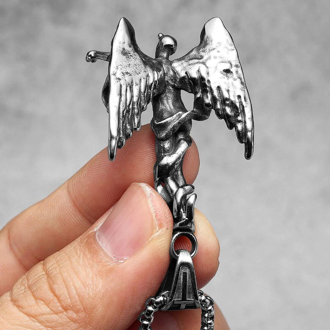 Fallen Angel Pendant – Gothic Wrapped Angel Wings Necklace