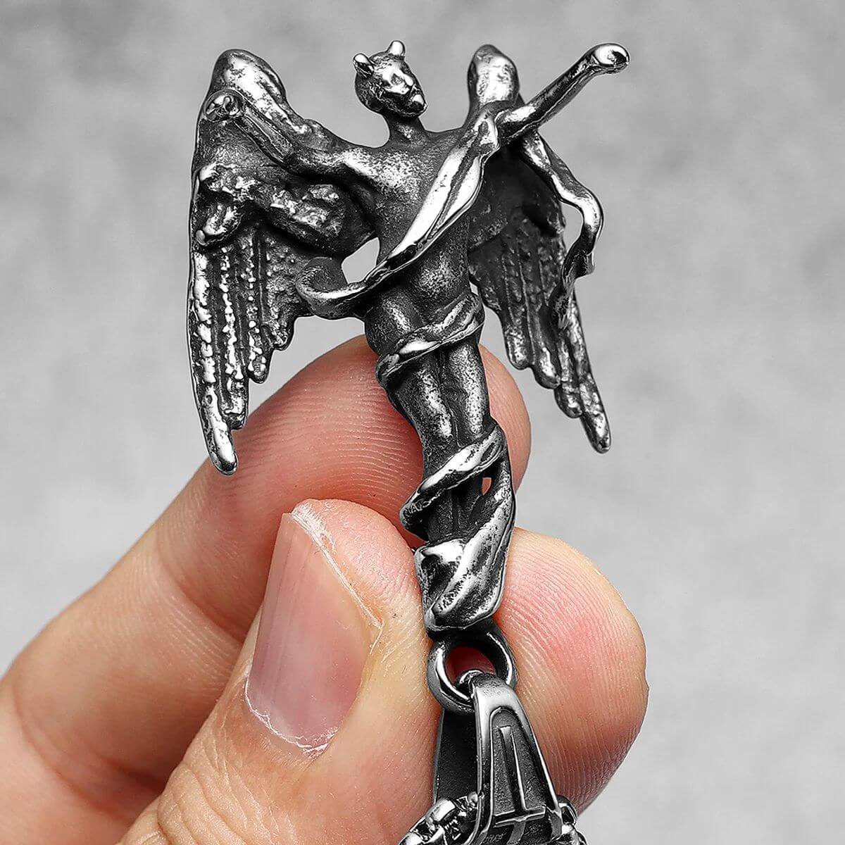 Fallen Angel Pendant – Gothic Wrapped Angel Wings Necklace